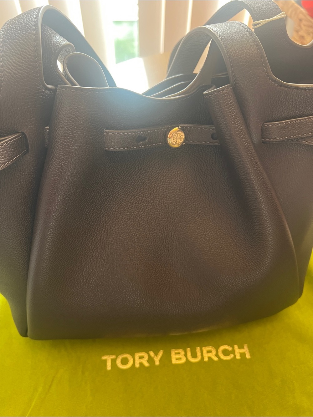 NWT Tory Burch Large Romy Leather Tote Bag, Deep Brown Leather - Picture 15 of 16